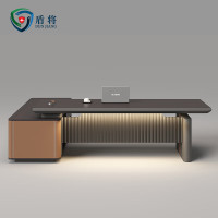 盾将板桌轻奢高端办公桌大班台总裁经理办公桌带柜 带灯带 DS-XTMK2620