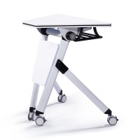 盾将折叠培训会议单桌桌洽谈办公桌带储物格 550*900*750 暖白+暖白