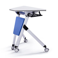 盾将折叠培训会议单桌桌洽谈办公桌带储物格 550*900*750 暖白+藏蓝