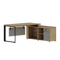 盾将办公桌老板桌现代电脑带柜单人大班台总裁经理桌1.8米(右副柜)