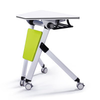 盾将折叠培训桌会议洽谈办公桌 1.5m*六张六边形组合 暖白+苹果绿