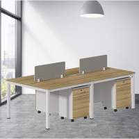 盾将职员办公桌简约现代屏风隔断卡座四4人位办公室2.4米电脑桌