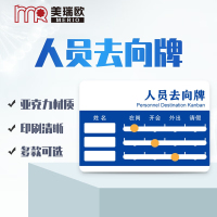 美瑞欧 三人版蓝色 亚克力人员去向牌科室公告栏办公室标识牌在岗状态牌开会外出提示牌子可更换24*16.8cm