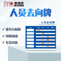 美瑞欧 六人版蓝色 亚克力人员去向牌科室公告栏办公室标识牌在岗状态牌开会外出提示牌子可更换24*24.5cm