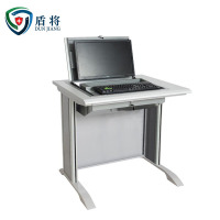 盾将翻转电脑桌多媒体办公桌22寸隐藏式学习培训桌红胡桃色FZ20 单人