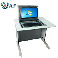 盾将单人翻转电脑桌多媒体办公桌22寸隐藏式培训桌学习桌FZ27浅樱桃色