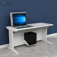 盾将翻转电脑桌 翻转式多媒体教学培训电脑桌钢制办公学习桌 TG型双人 DJ-LFF-FZZ204
