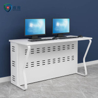 盾将全封闭电脑桌 多媒体教学培训电脑桌钢制办公学习桌 蝴蝶腿双人 DJ-LFF-A02