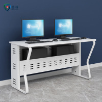 盾将半封闭电脑桌 多媒体教学培训电脑桌钢制办公学习桌 蝴蝶腿双人 DJ-LFF-E02