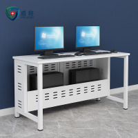 盾将半封闭电脑桌 多媒体教学培训电脑桌钢制办公学习桌 方管腿双人 DJ-LFF-D02