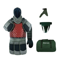 恒德升 2015老款铁网状面罩刺杀护具5件套军绿色 模拟格斗对抗训练护具套装 HDS-XT-019