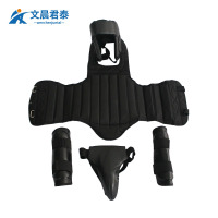 文晨君泰 擒敌散打套装护头护膝护裆护具套装 散打护具黑色