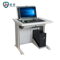 盾将翻转电脑桌多媒体办公桌22寸隐藏式学习培训桌浅樱桃色FZ11 单人