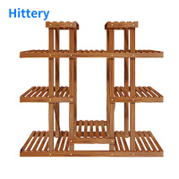 Hittery木花架客厅阳台落地木制花盆架子多层升级款带轮1070*250*950mm