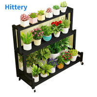 Hittery花架子阳台落地靠墙铁艺花盆架多层置物架3层黑色800*400*1060mm