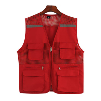 美瑞欧 工作服马甲 透气网状反光马甲 红色(多口袋反光)2XL 10件/组 定制logo(单位:组)货期4天