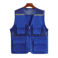 美瑞欧 工作服马甲 透气网状反光马甲 蓝色(多口袋反光)3XL 10件/组 定制logo(单位:组)货期4天
