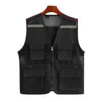 美瑞欧 工作服马甲 透气网状反光马甲 黑色(多口袋反光)M 10件/组 定制logo(单位:组)货期4天
