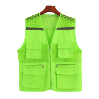 美瑞欧 工作服马甲 透气网状反光马甲 荧光绿(多口袋反光)L 10件/组 定制logo(单位:组)货期4天