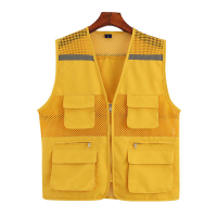 美瑞欧 工作服马甲 透气网状反光马甲 黄色(多口袋反光)4XL 10件/组 定制logo(单位:组)货期4天
