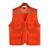 美瑞欧 工作服马甲 透气网状反光马甲 桔色(多口袋反光)4XL 10件/组 定制logo(单位:组)货期4天