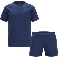 奥托多尔 短袖体能训练服套装 蓝色 前后印logo 短袖上衣+短裤一套 定制 10套/组(单位:组)货期4天