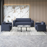 美瑞欧 办公沙发组合 单人+单人+三人沙发+茶几(1.2×0.6×0.45m)+圆几 黑色(单位:套)货期5天