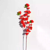 汇特益 仿真桃花假花客厅高级仿真花单支塑料干花摆件 68厘米中桃花-大红(单位:支)