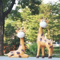 汇特益 卡通玻璃钢动物摆件 长颈鹿2件套(组合一)小号卧姿70*45*100cm站姿63*48*136cm(单位:套)