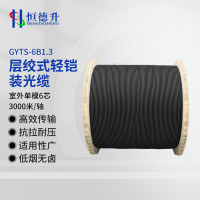 恒德升 GYTS-6B1.3室外层绞式轻铠装光缆 室外架空管道光纤线单模6芯 3000米