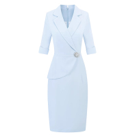 Hittery 女款工作服 蓝色中袖连衣裙 码数S-3XL 材质 聚酯纤维94.5%和聚氨酯弹性纤维(氨纶)(单位:套)