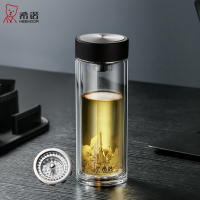杯子 希诺/HEENOOR XN-6616 加厚隔热双层 透明玻璃杯 320ml