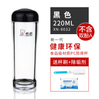 希诺(HEENOOR) 希诺塑料杯水杯学生可爱随手杯子男女士透明耐热防摔便携隔热茶杯 220ML 黑色 X-8032