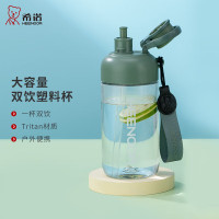 希诺吸管杯儿童塑料杯tritan运动水杯男女士学生随手杯健身水壶 XN-8112 抹茶绿