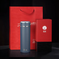 希诺保温杯304不锈钢男士泡茶杯礼盒商务大容量带滤网磨砂高档保暖杯 XN-3300-430ML 磨砂灰蓝