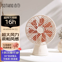 向物 小型电风扇 迷你usb电扇 可充电移动便携 桌面风扇-雨林 充电版 杏白 DSHJ-S-1907