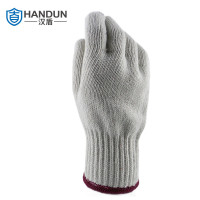 汉盾 HD-900G涤棉 7针本白900g涤棉纱线手套(咖色锁边)(12付/打)