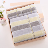 金号毛巾无捻提缎柔软毛巾浴巾礼盒家庭套装 毛巾*2 浴巾*1 礼盒灰色