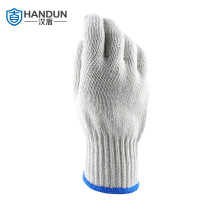 汉盾 HD-850G涤棉 7针本白850g涤棉纱线手套(蓝色锁边)(12副/打)