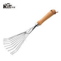 凯姿(KAZZ)手耙园艺工具种花挖土家用耙子庭院花园青冈木加厚木柄 枯叶扒 1把(单位:把)