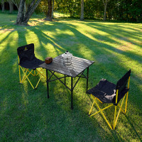 错山(Olymmons)U-03户外桌椅组合小方桌组合露营桌椅三件套 黑色 1套(单位:套)