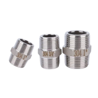 山业 304平口加厚六角对丝 DN25