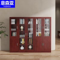 意森亚(YiSenYa)YSY-105文件柜木质档案柜玻璃门 2000*1800*320mm红檀木色 (单位:套)