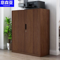 意森亚(YiSenYa)文件柜储物柜带锁存包柜子1090矮对开(红木纹)1090*900*400mm(单位:套)