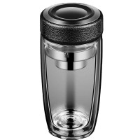 艾逸瑶选 CJ-21052 400ML 逸生活绅士双层玻璃杯 (计价单位:个) 黑色
