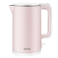 苏泊尔(SUPOR)电热水壶电水壶 1.7L不锈钢无缝内胆双层防烫保温一键开盖 SW-17S13A 白灰