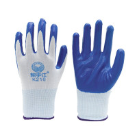 帮手仕 BSS-K216 工作手套 耐磨压纹防滑 耐油防水 涤纶丁腈浸胶 12副/包 白纱蓝胶(单位:包)[3包起订]