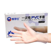 帮手仕 加厚PVC一次性手套 防护透明 100只/盒 白色 M(单位:盒)[10盒起订]