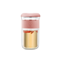 鸣盏 MZ-8002 红梅 双层玻璃 泡茶杯 (计价单位:个) 玫红色