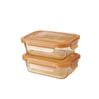 康宁 玻璃饭盒玻璃保鲜盒便携便当盒 琥珀色保鲜盒640ML两件组